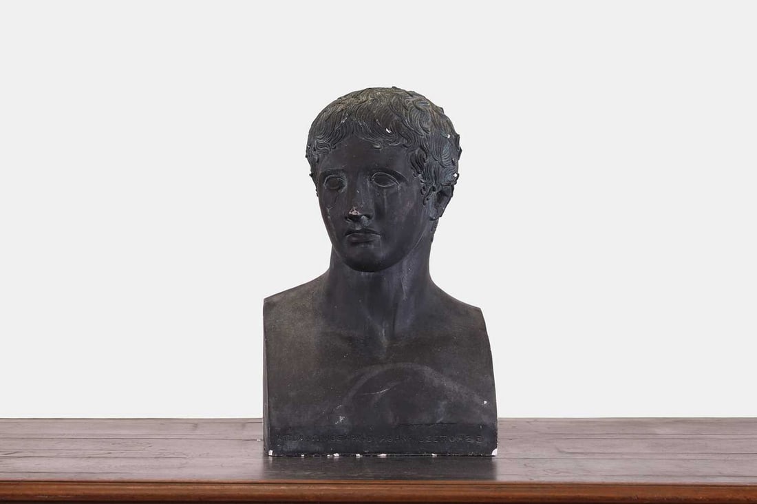 A painted plaster bust of Apollo, 20th century, (1 of 3)
