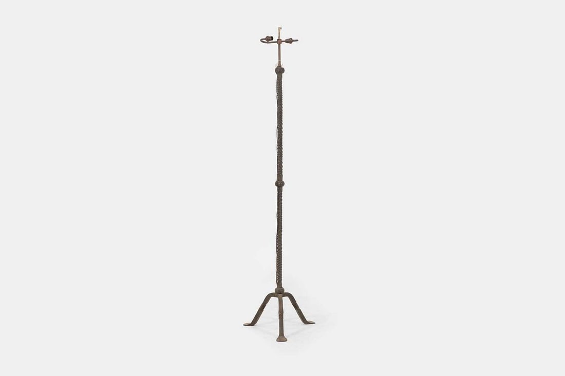 A wrought-iron floor lamp, 20th century, French, (1 of 5)