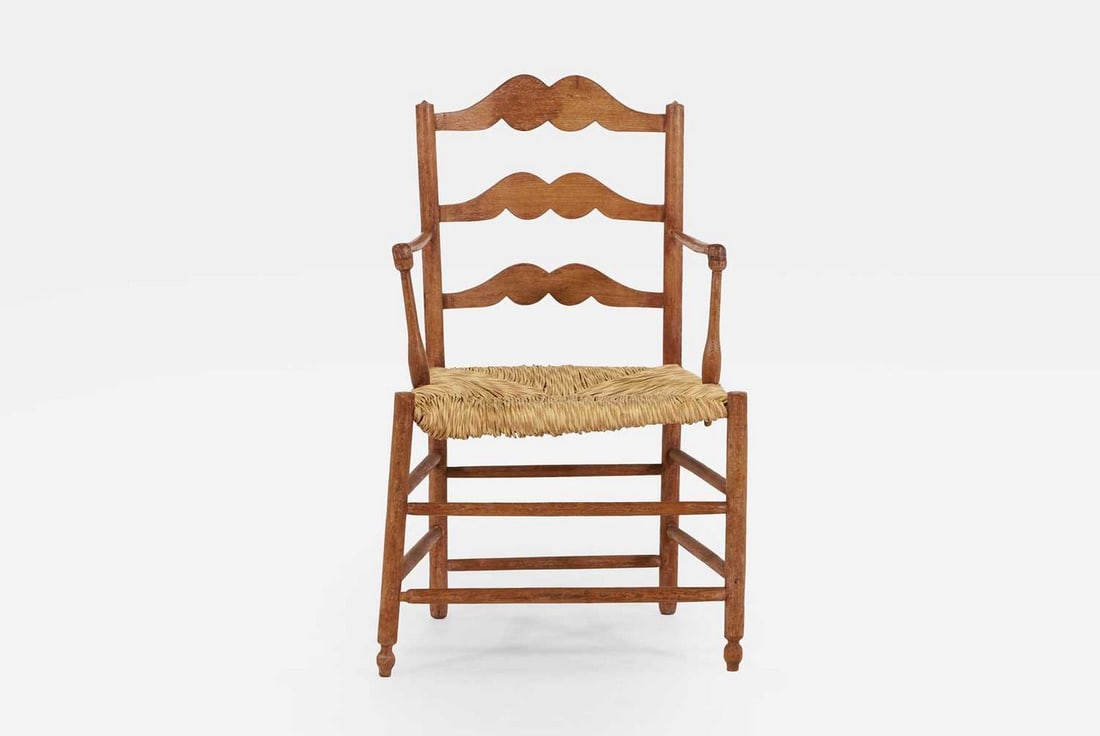 A provincial ash ladder-back elbow chair, second half of the 19th century, (1 of 3)