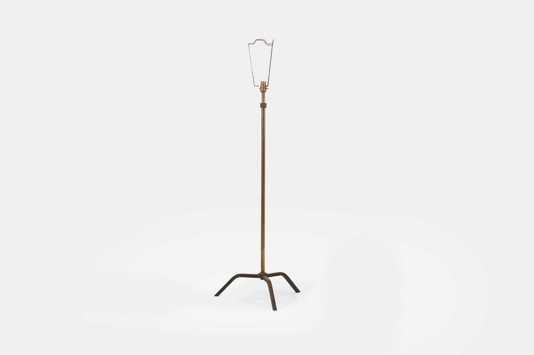 A brass adjustable standard lamp, 20th century, Italian, (1 of 3)