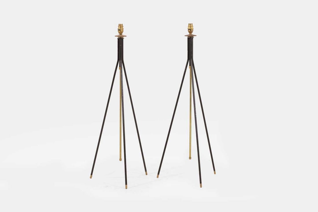A pair of metal adjustable floor lamps, 20th century, (1 of 3)