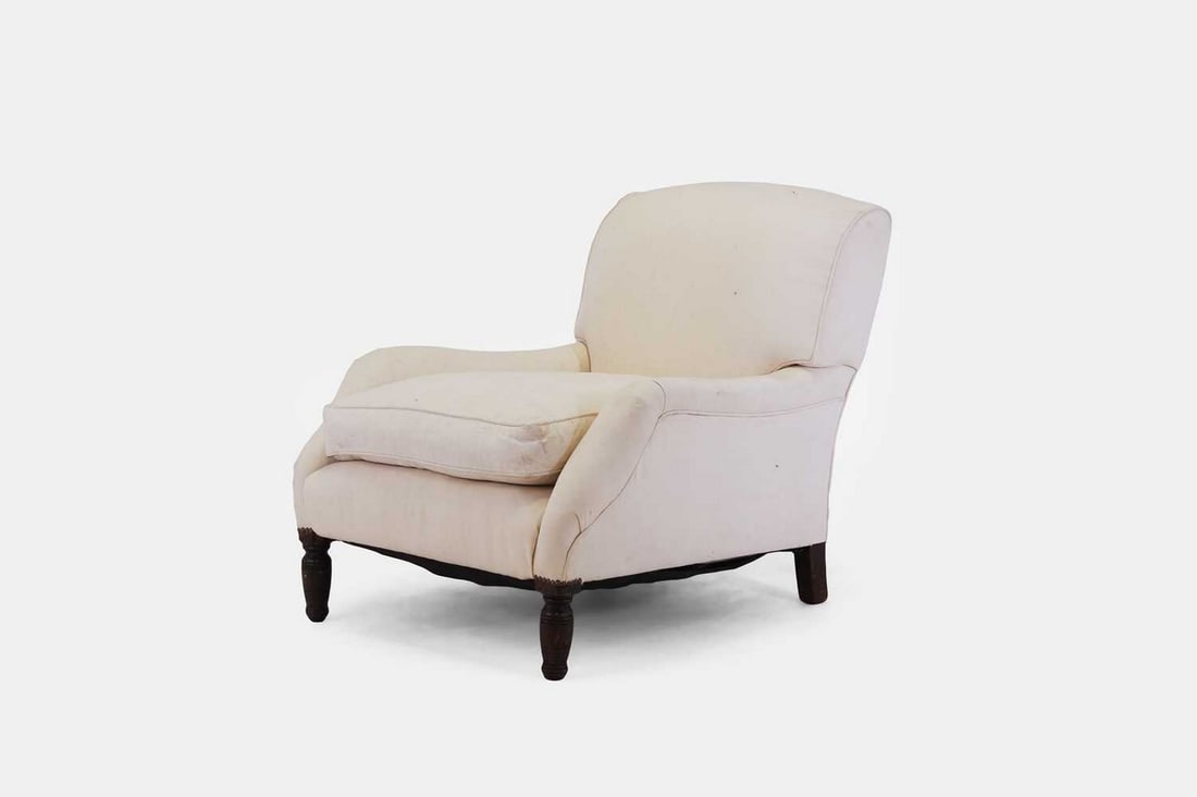 A late Victorian upholstered armchair by Trollope & Sons, c.1890, (1 of 5)