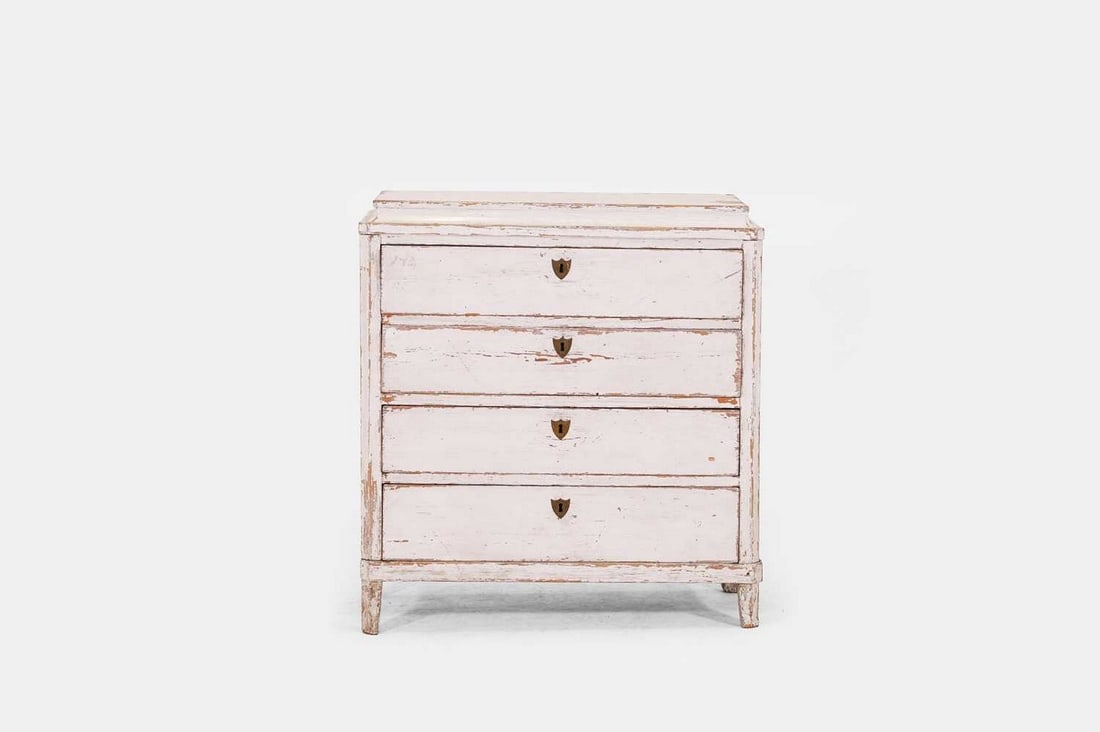 A Gustavian painted pine commode, late 19th century, Northern European, (1 of 4)
