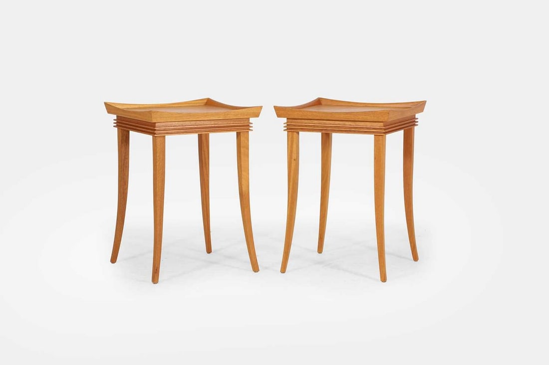 A pair of wooden side tables, of recent manufacture, (1 of 4)
