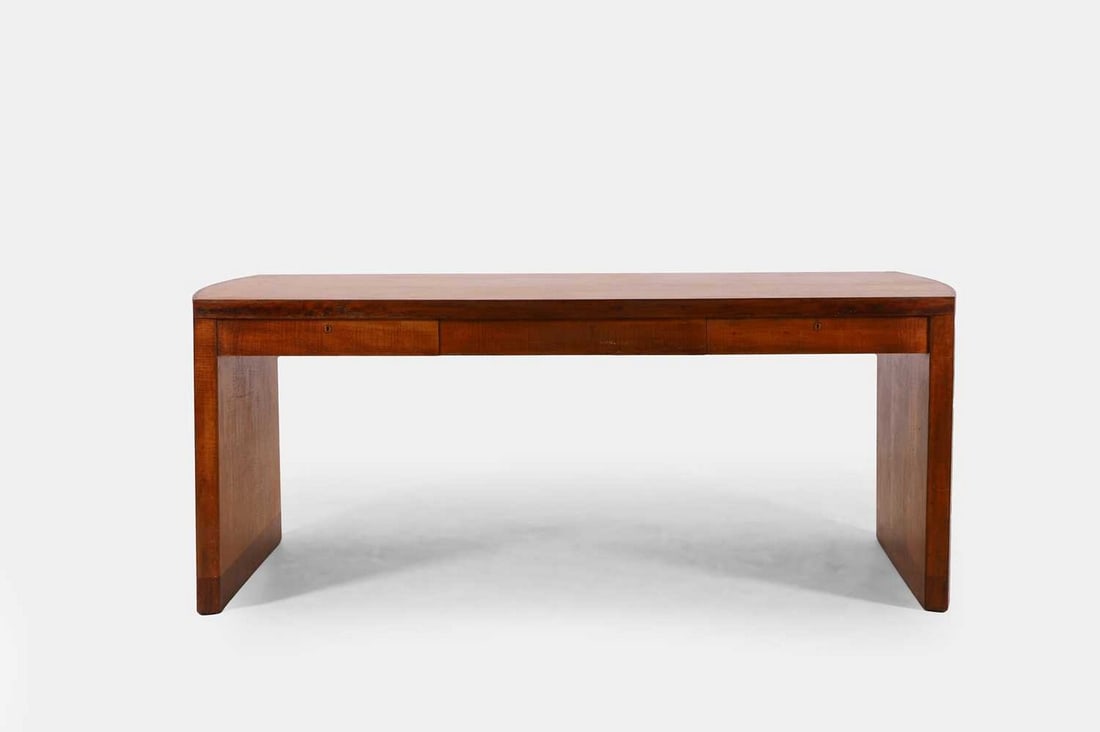 An Art Deco satinwood and sycamore desk by Frank Whitton for Russell of Broadway, c.1939, (1 of 5)