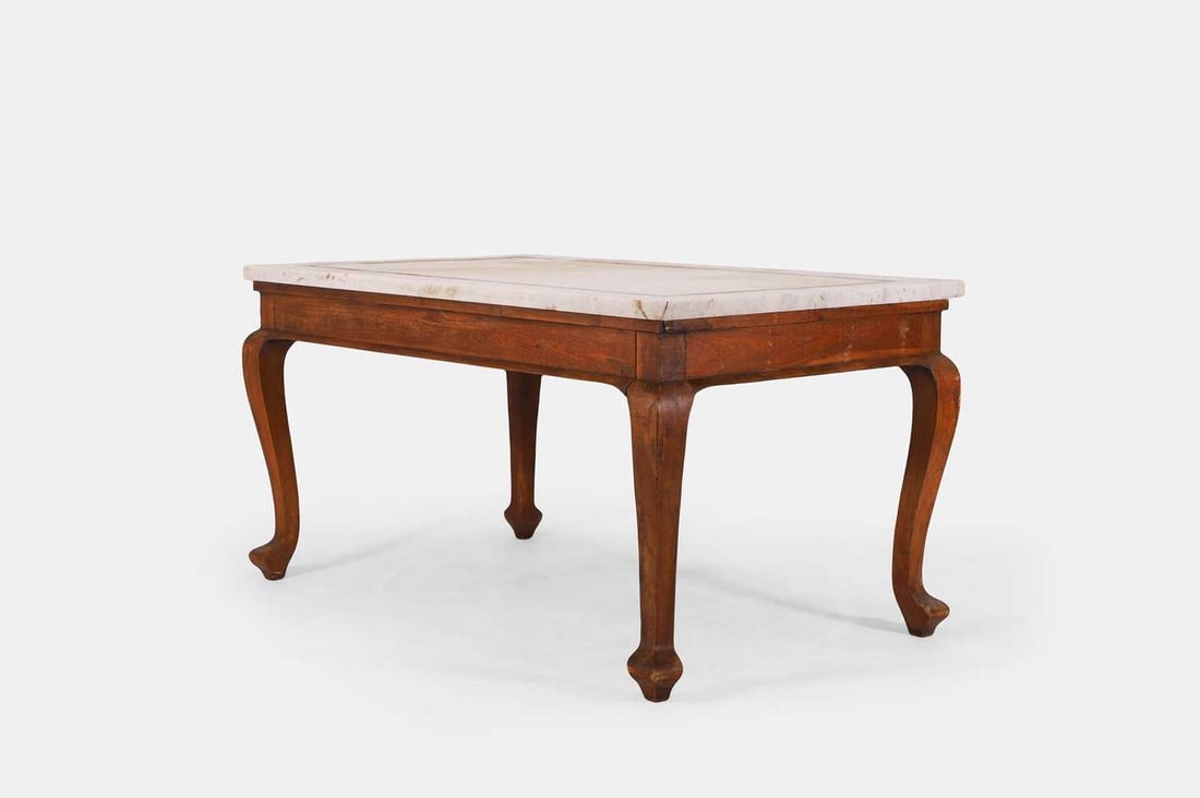 A George II-style hardwood and marble centre table, 20th century, (1 of 4)