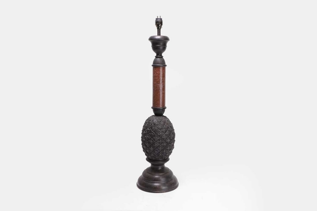 A patinated bronze and marble table lamp, 20th century, (1 of 3)