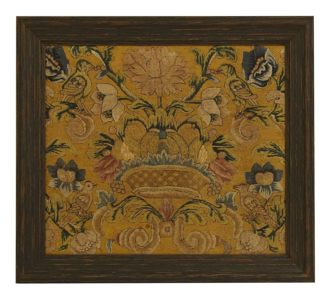 A silk needlework picture, mid to late 18th century, Italian, (1 of 2)