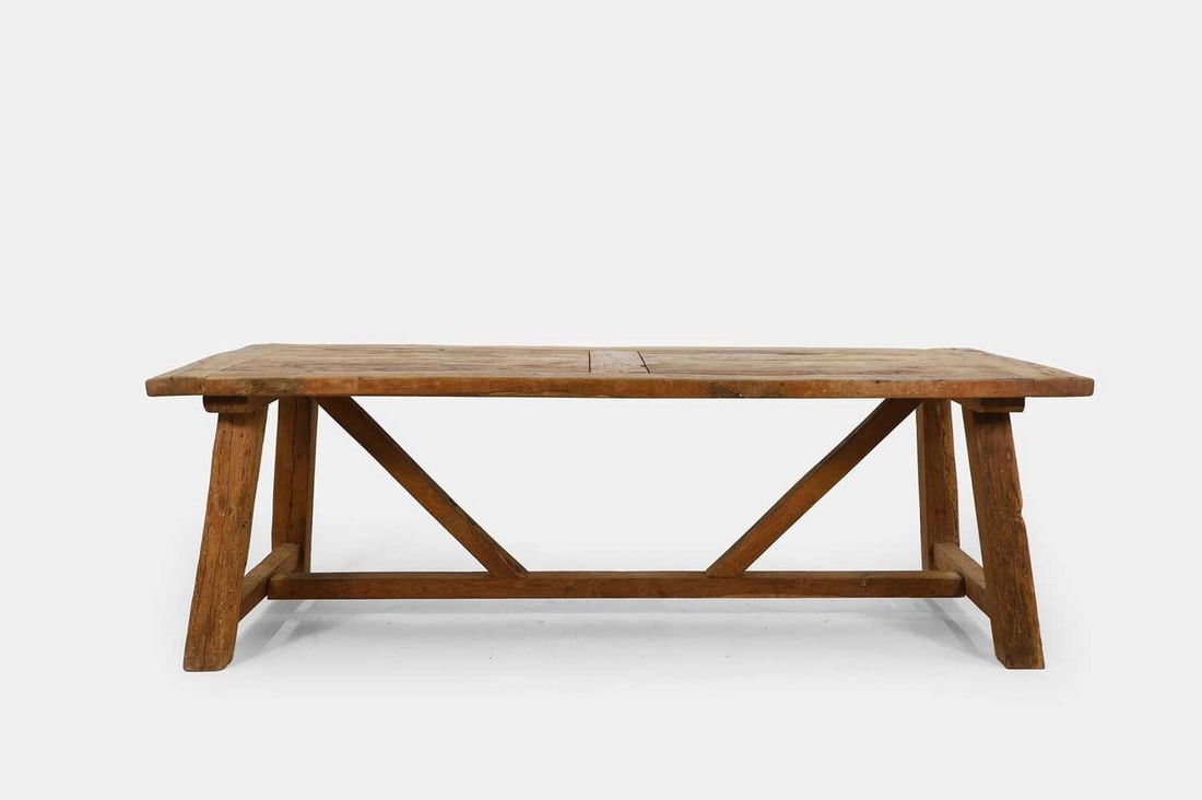 A large farmhouse table, of recent manufacture, (1 of 1)