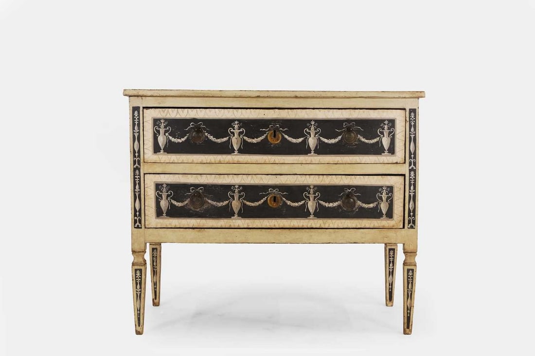 A neoclassical painted wooden commode, of recent manufacture, Italian, (1 of 5)