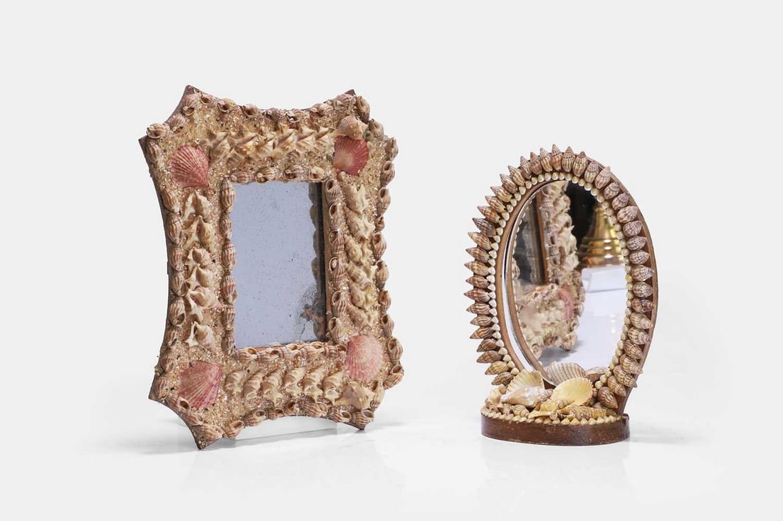 Two shellwork mirrors, early 20th century, (1 of 2)