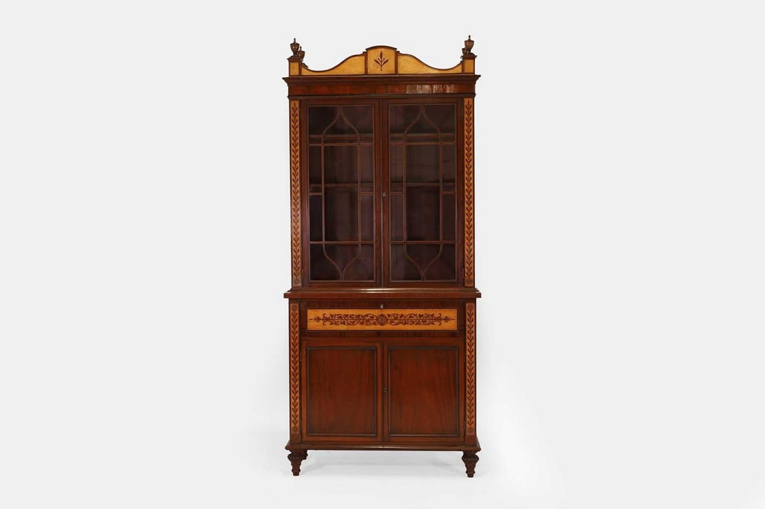A Regency mahogany, maple and amaranth secretaire bookcase, in the manner of George Bullock, c.1815, (1 of 5)