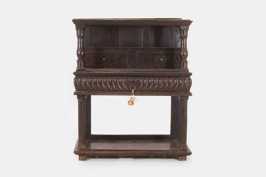 An oak buffet, early 17th century and later, (1 of 6)