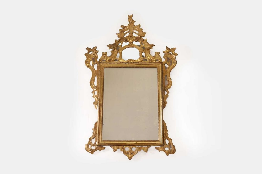 A rococo-style carved giltwood pier mirror, 19th century, Italian, (1 of 2)