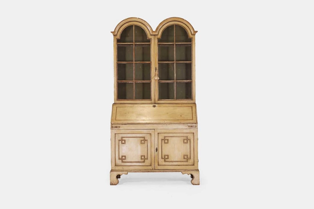 A painted pine bureau bookcase, 19th century, Northern European, (1 of 5)