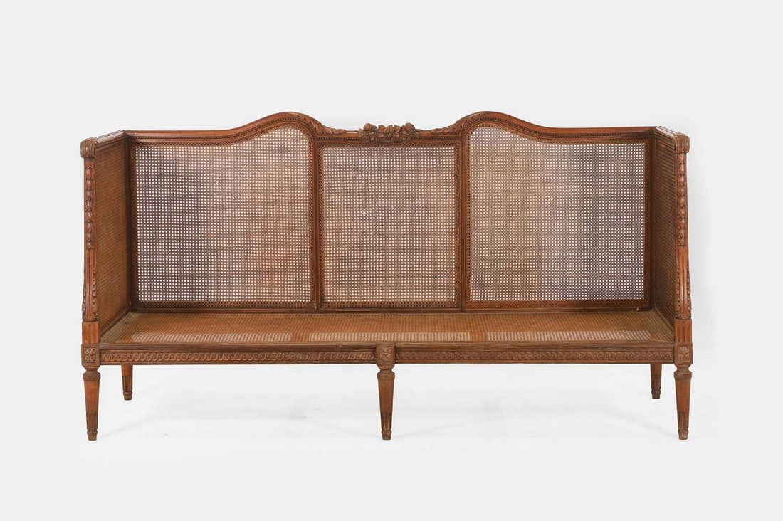 A Louis XVI-style walnut canapé, late 19th century, French, (1 of 6)