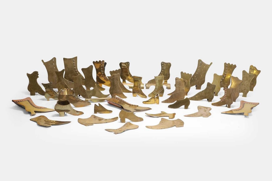 A collection of brass shoes and boots, 19th century, (1 of 6)