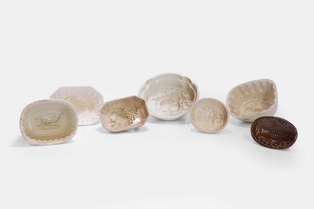 A large collection of pottery jelly moulds, 19th/20th century, (1 of 3)