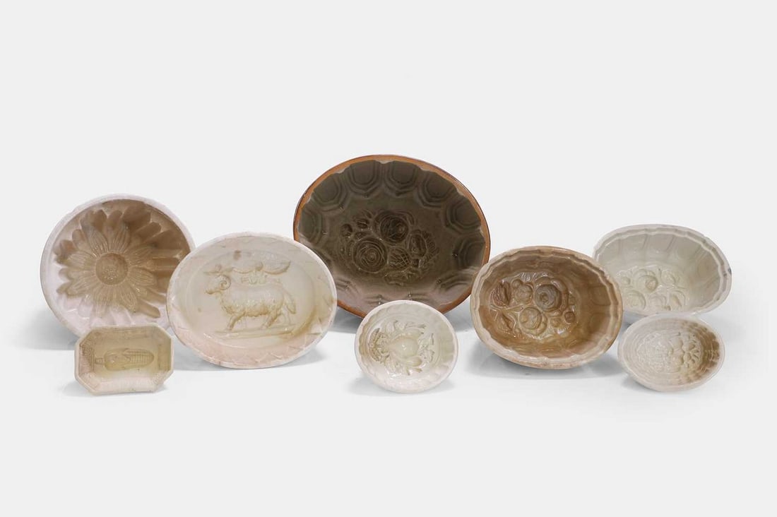 A large collection of pottery jelly moulds, 19th/20th century, (1 of 3)