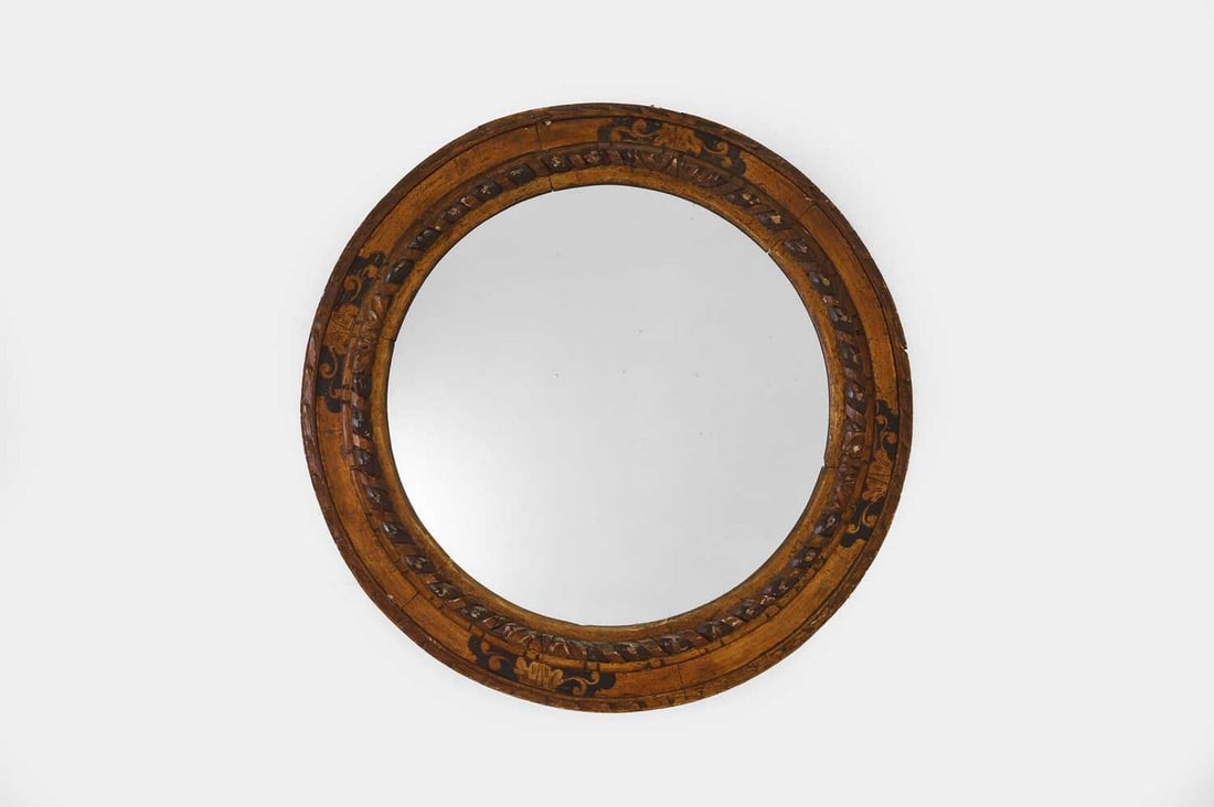 A carved wooden mirror, 20th century (1 of 3)