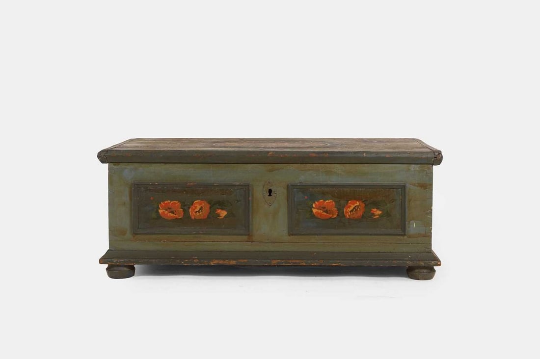 A painted pine chest, 19th century, (1 of 5)