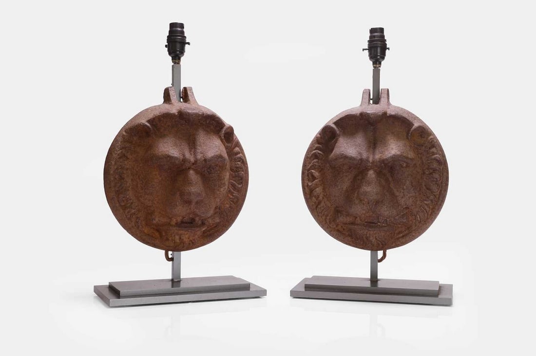 A pair of cast iron table lamps, mid-19th century, French, (1 of 2)