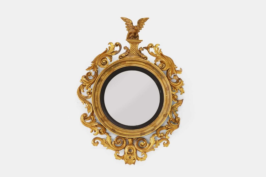 A Regency giltwood-framed convex wall mirror, c.1810, (1 of 4)