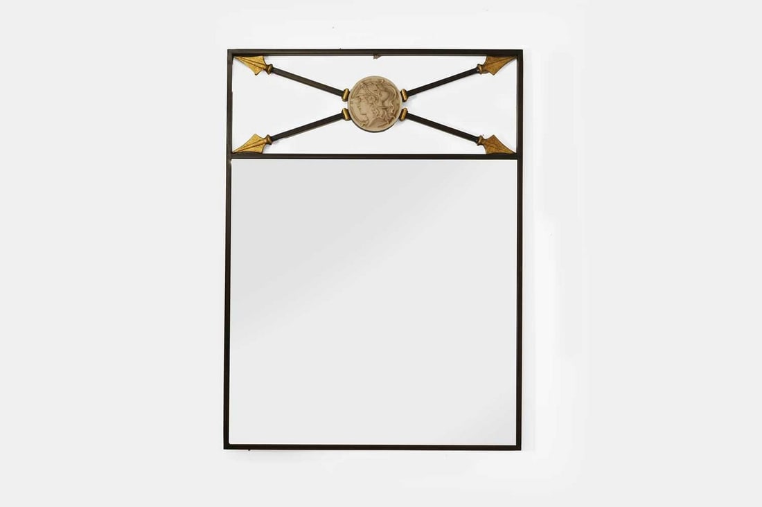 A wrought-iron wall mirror, 20th century, (1 of 2)