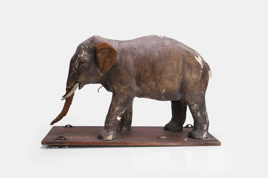 A papier mâché figure of an elephant, late 19th/early 20th century, French, (1 of 3)