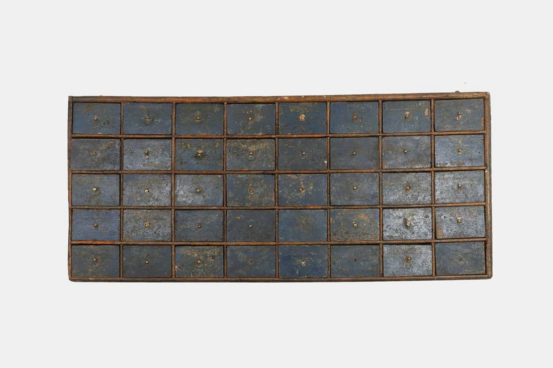 A painted oak wall-hanging spice cabinet, early 19th century, (1 of 1)