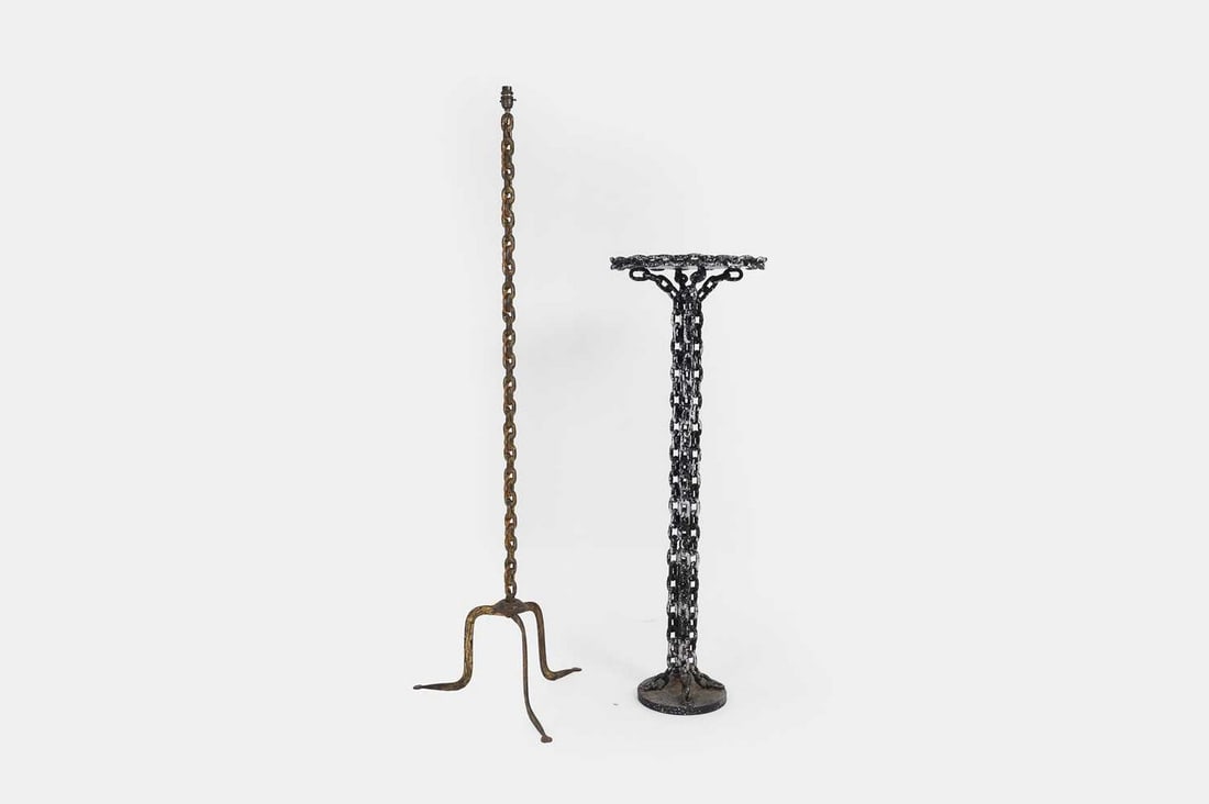 An industrial painted-metal plant stand, 20th century, (1 of 4)