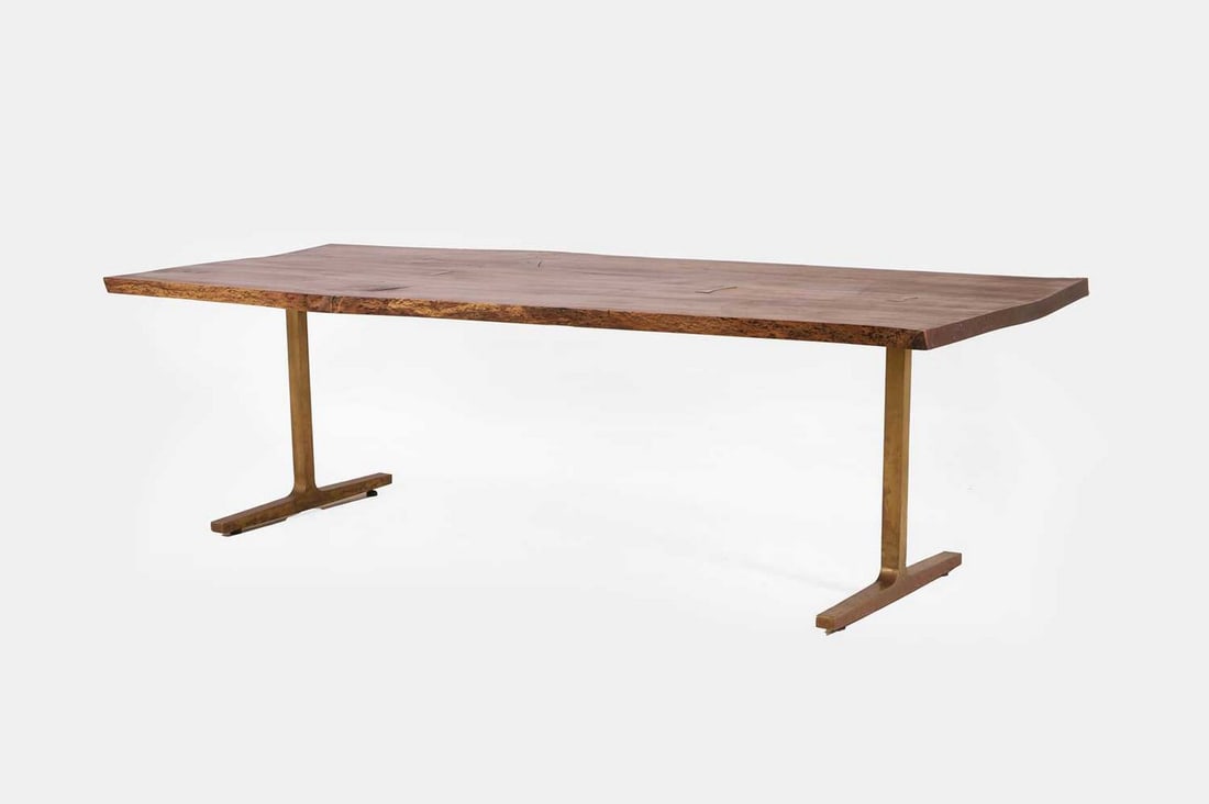 A live-edge tree slice dining table, of recent manufacture, (1 of 8)