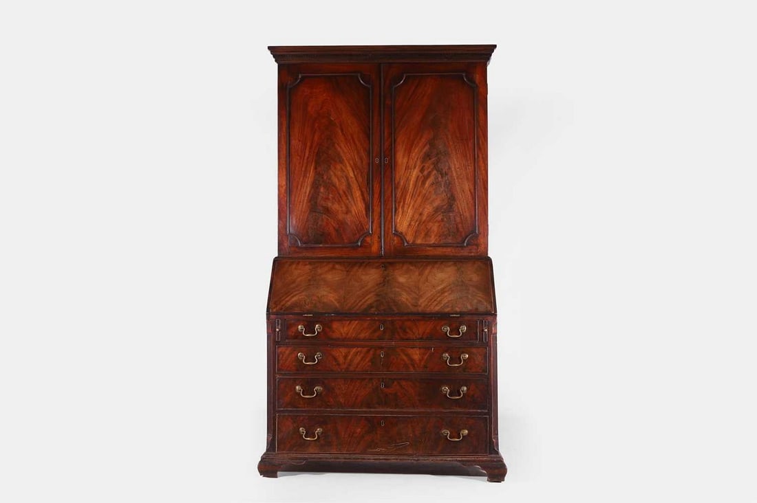 A George III mahogany bureau bookcase, third quarter of the 18th century, (1 of 5)