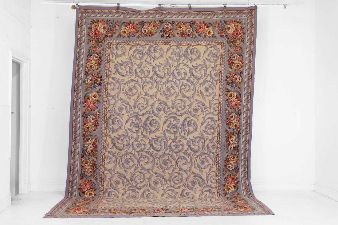 An Aubusson-style needlepoint wool carpet, mid to late 20th century, (1 of 4)