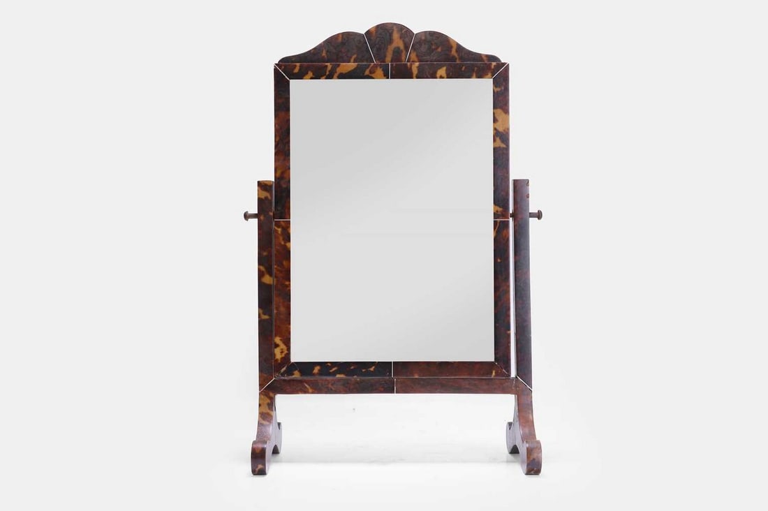 A Victorian tortoiseshell-veneered and ivory-strung dressing table mirror, 19th century, (1 of 3)