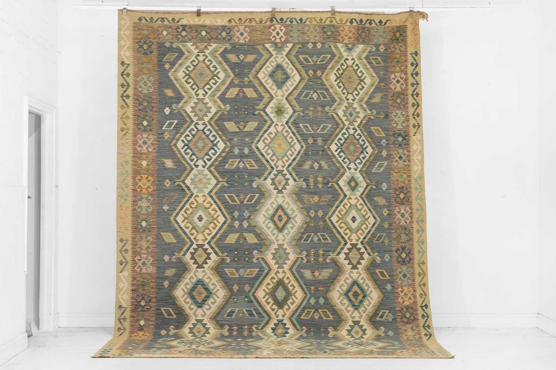 A kilim flat-weave wool carpet, of recent manufacture, of Anatolian design, (1 of 5)