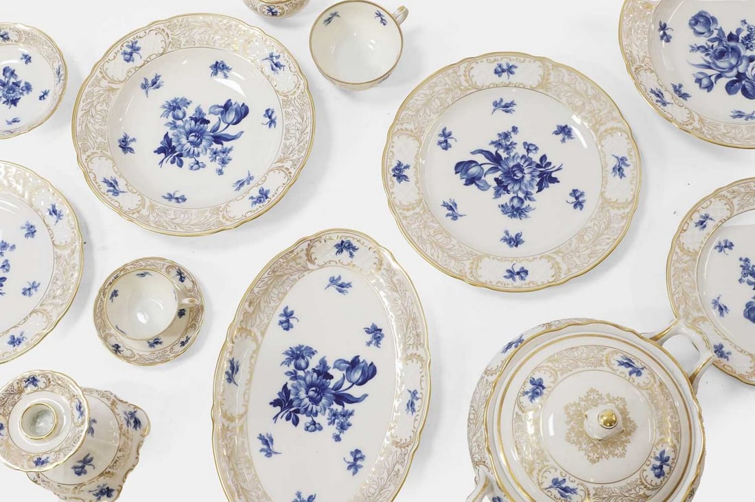 An extensive porcelain dinner service for eighteen, 20th century, German, (1 of 8)