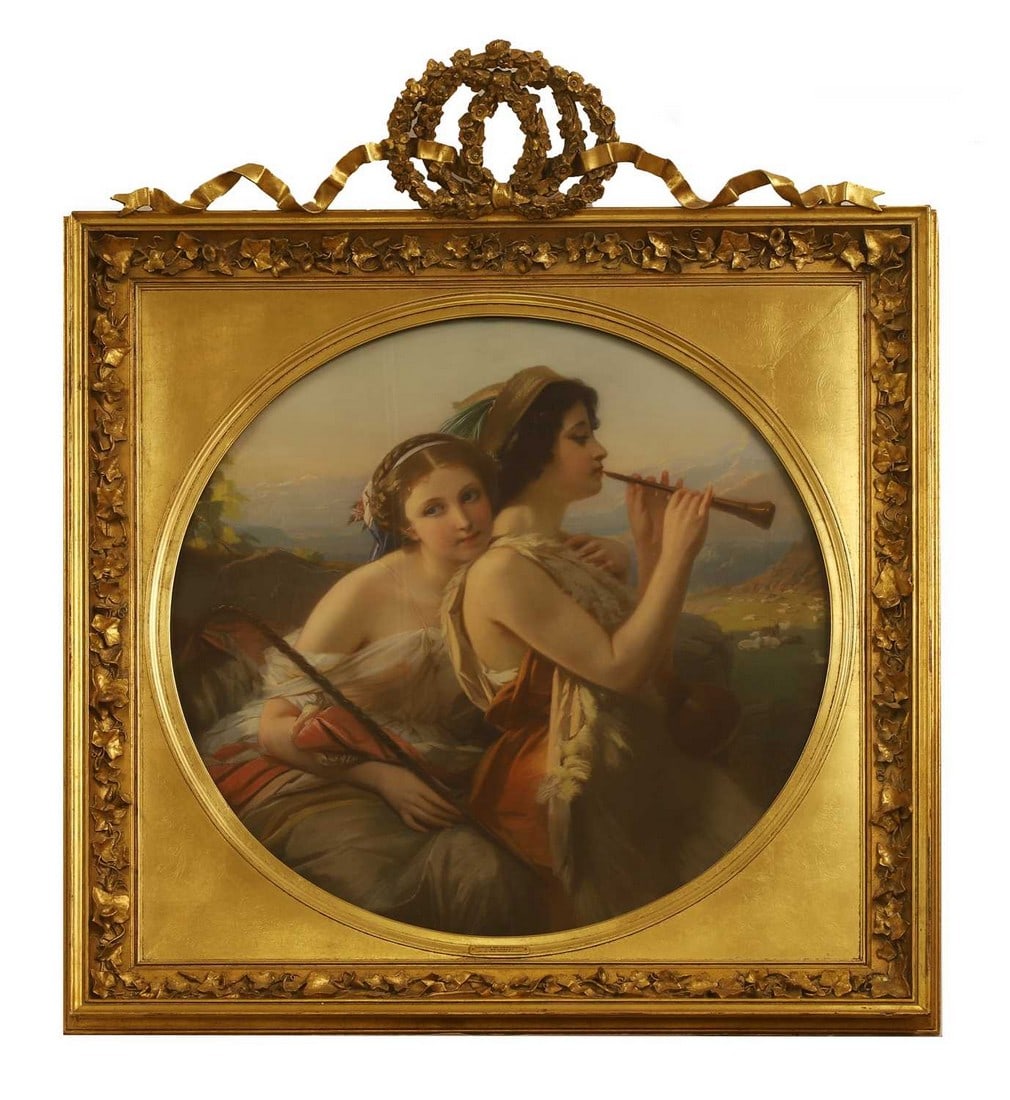 Constant-Joseph Brochart (French, 1816-1899) Shepherd and shepherdess (1 of 2)