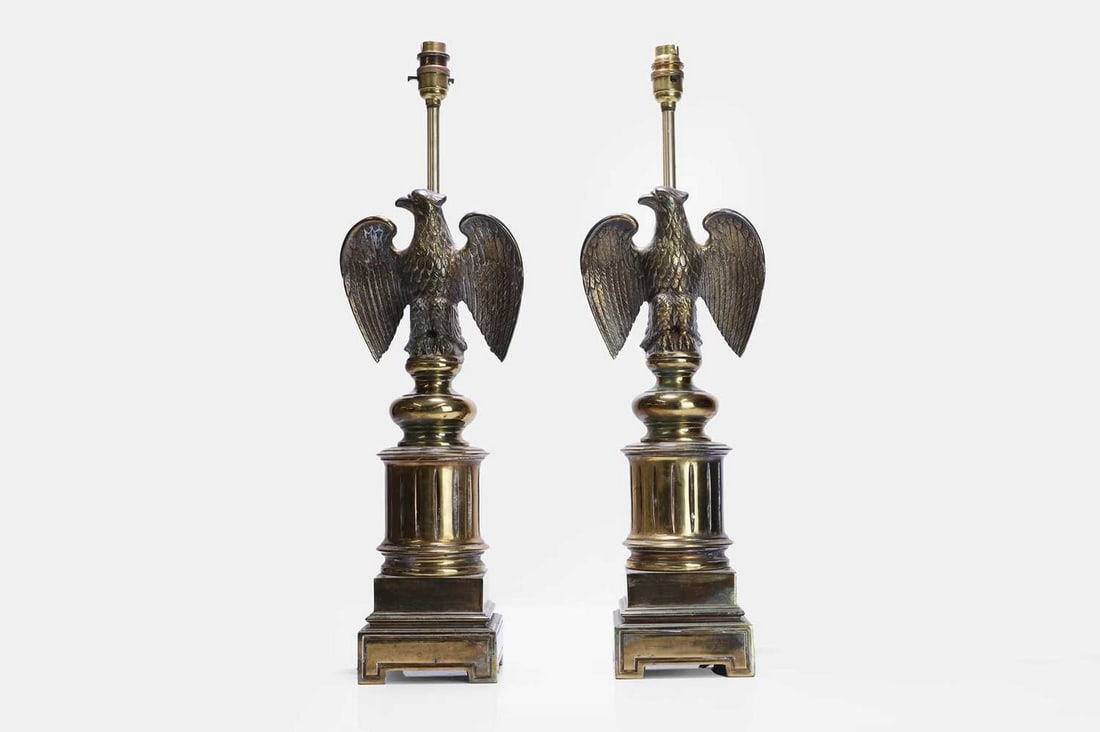 A pair of brass table lamps, mid/late 20th century, (1 of 3)