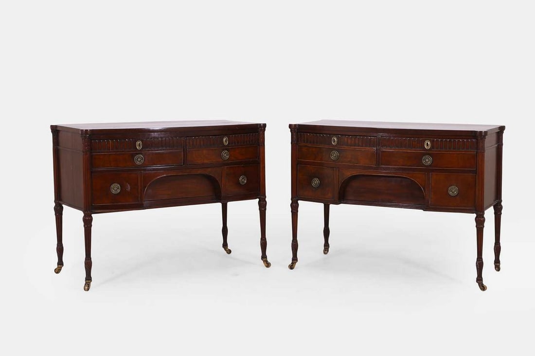 A pair of George III mahogany commodes in the manner of Gillows, c.1785, (1 of 5)