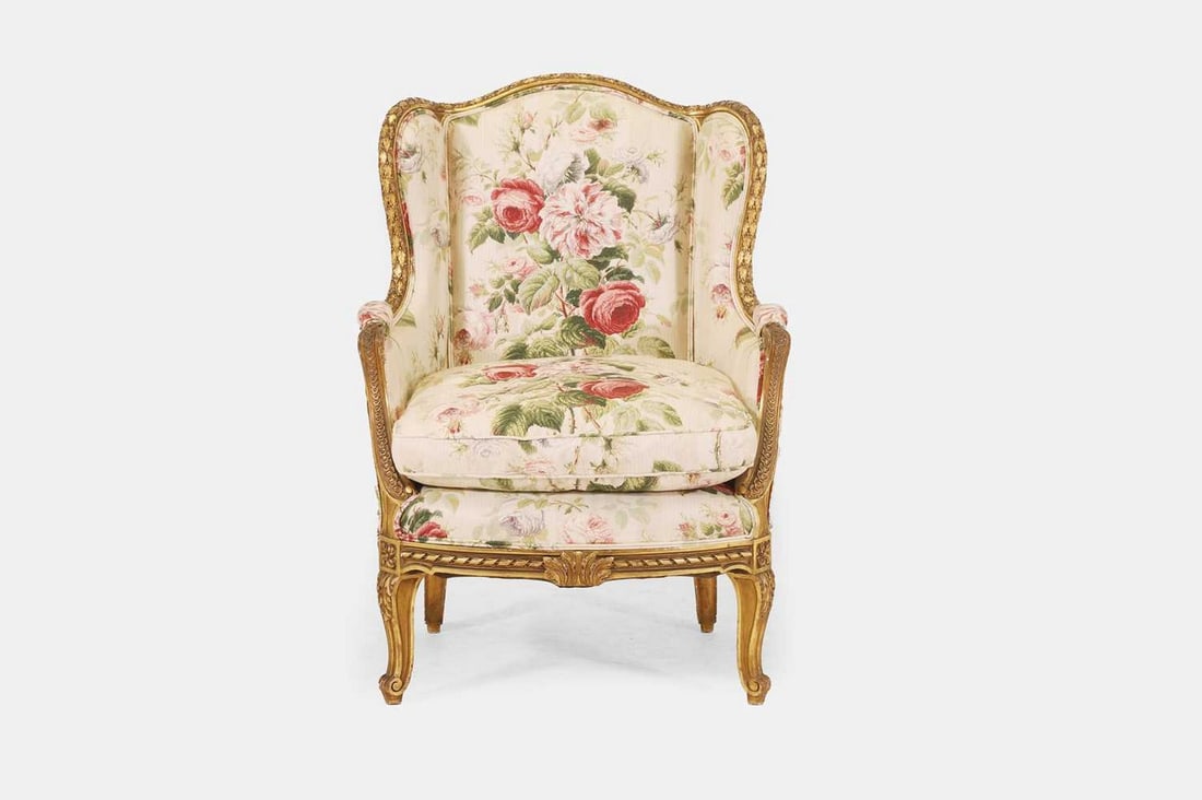 A Louis XVI-style giltwood bergère, early 20th century, (1 of 3)