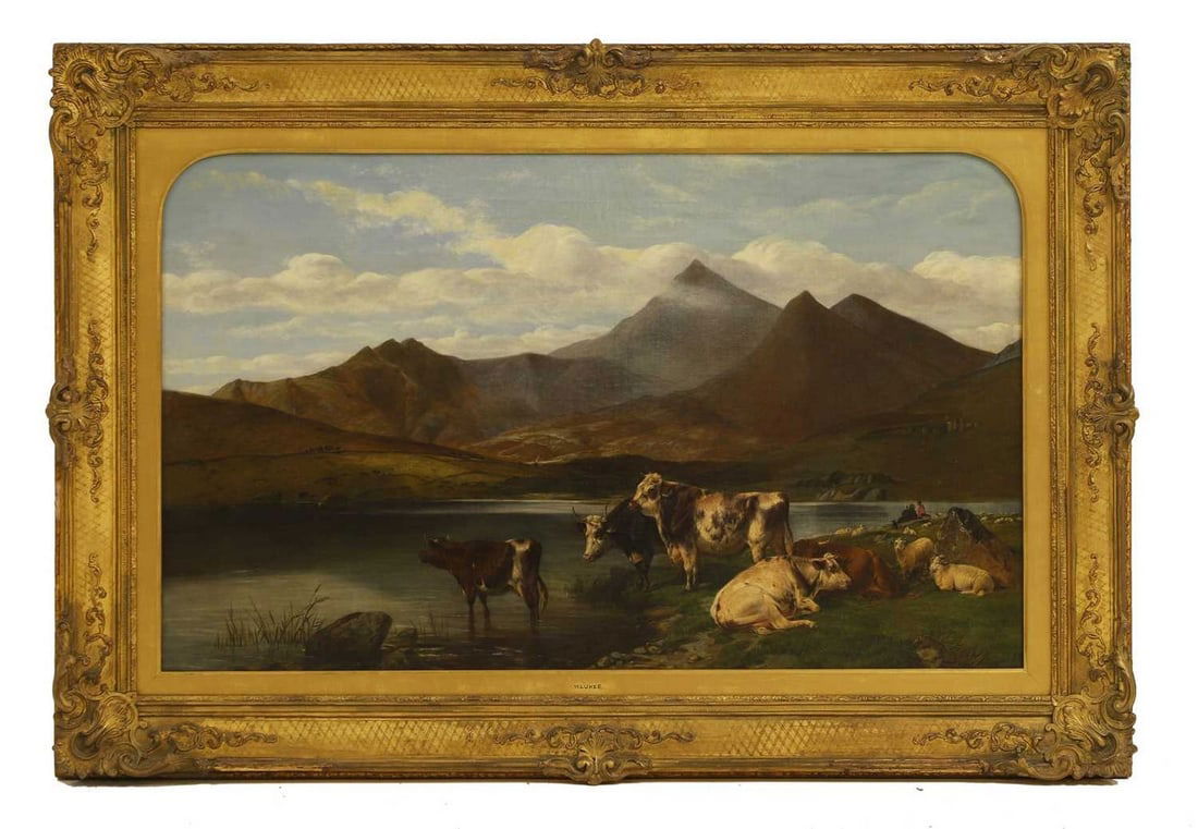 William Luker Snr (British, 1828-1905) Highland cattle in a mountainous landscape (1 of 3)