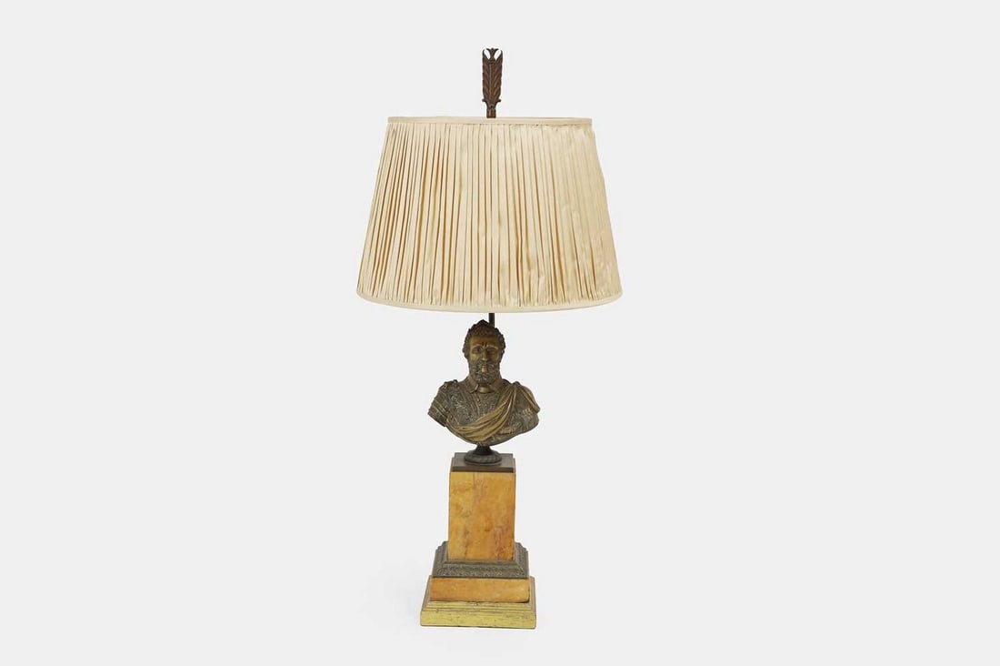 An ormolu and Siena marble table lamp, 19th century, French, (1 of 3)