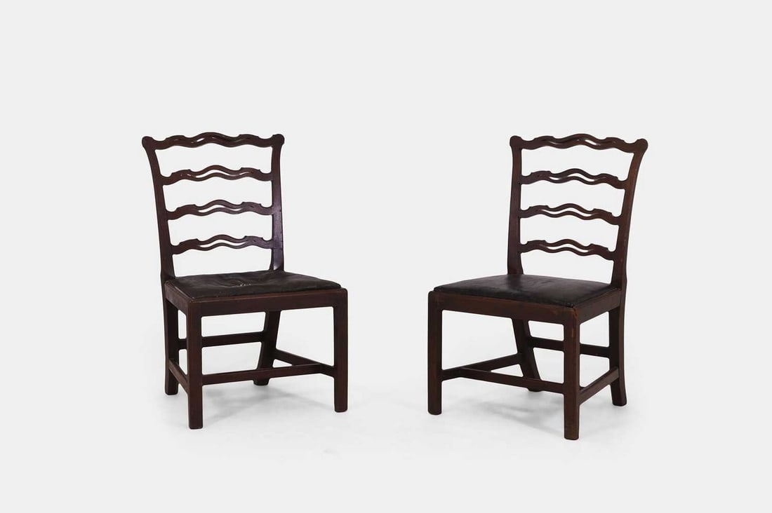 A pair of George III mahogany side chairs, c.1760, (1 of 4)