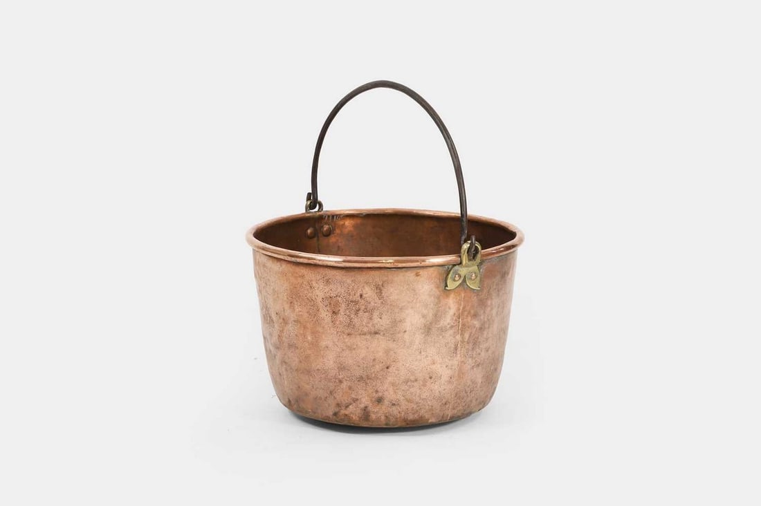 A copper preserve pan, 19th century, (1 of 3)