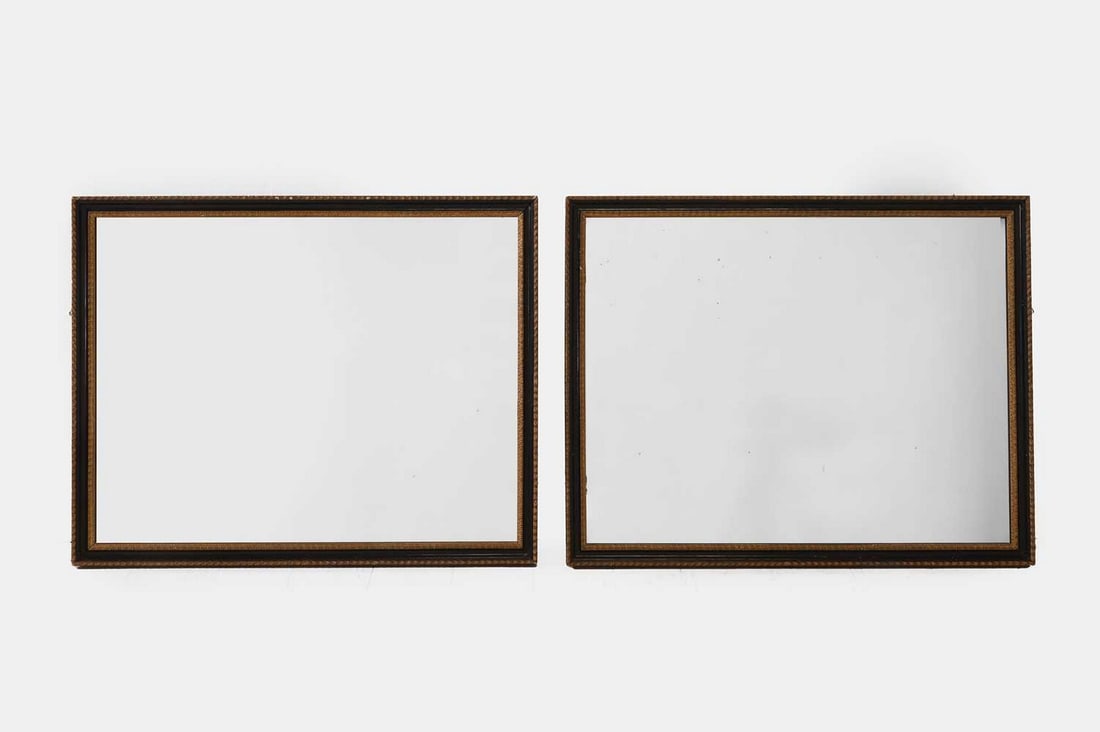 A pair of painted and parcel-gilt wooden mirrors, 20th century, (1 of 3)