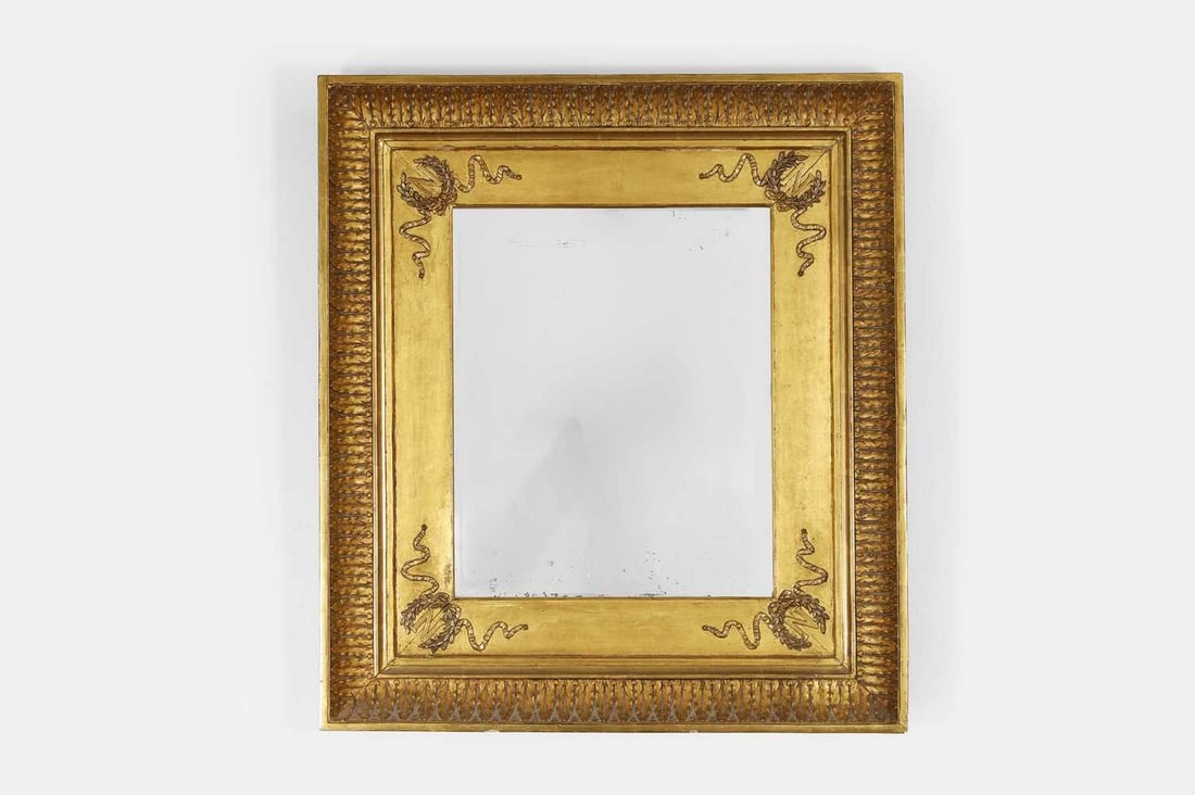 A giltwood wall mirror, 19th century, French, (1 of 2)