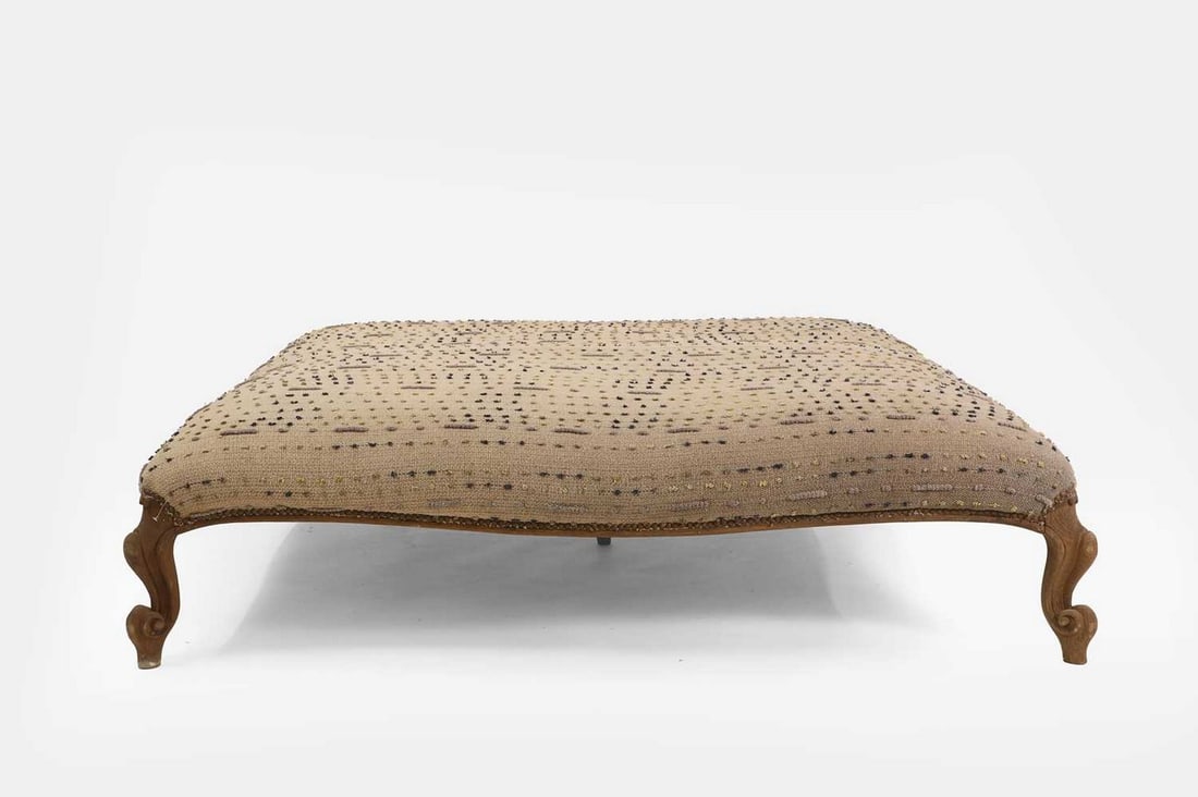 A large upholstered oak stool, of recent manufacture, (1 of 13)