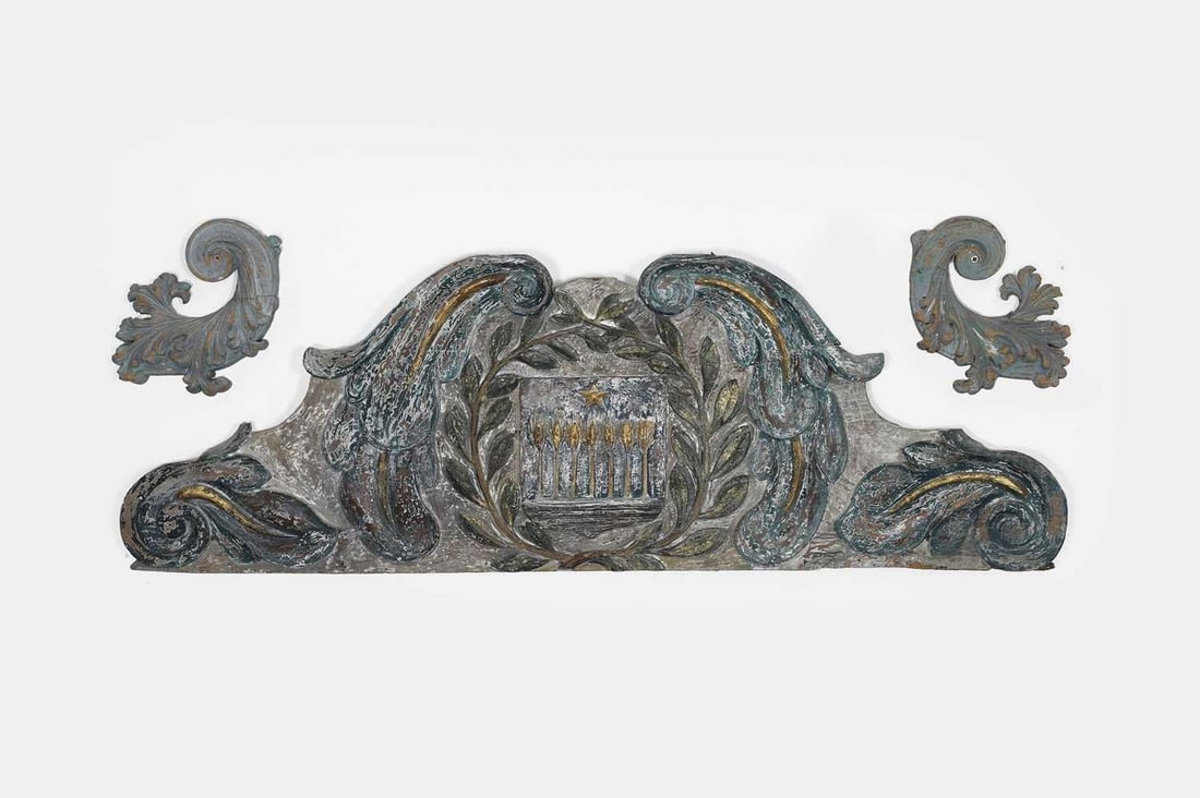 A painted and parcel-gilt wooden overdoor, late 18th century, Italian, (1 of 5)