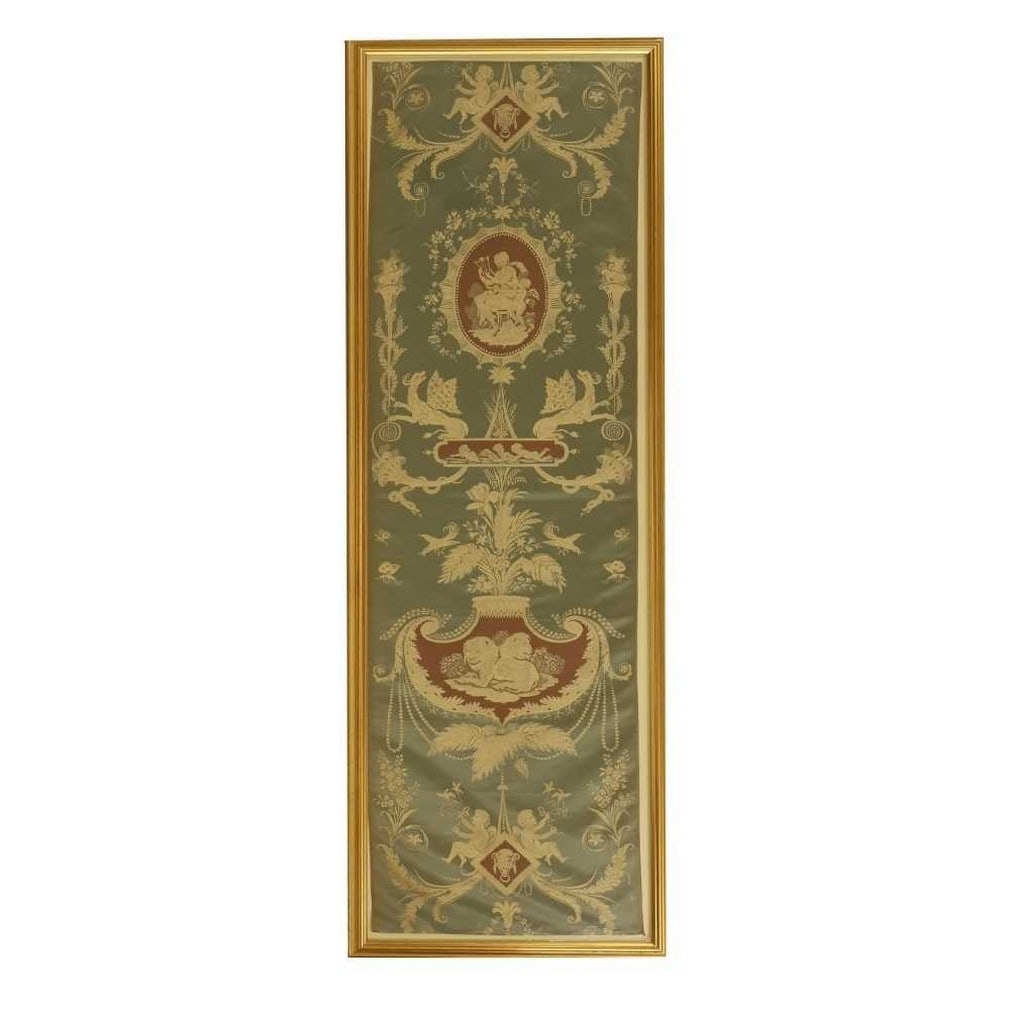 A length of neoclassical woven silk furnishing fabric, late 18th century, French, Lyon, (1 of 3)